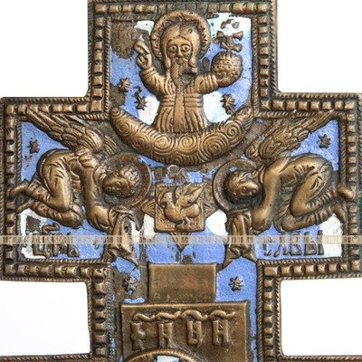 Очень большое 37 см старинное бронзовое распятие 