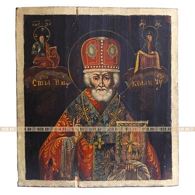Старинная икона Святитель Николай архиепископ Мир Ликийских, чудотворец и угодник Божий. Россия XIX век.