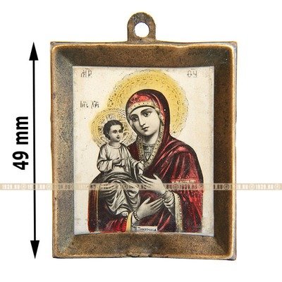 Старинная нательная иконка-образок Пресвятая Богородица Троеручица. Россия 1910-1917 год