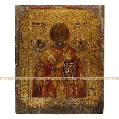 Старинная икона Святителя Николая Чудотворца. Россия XIX век.