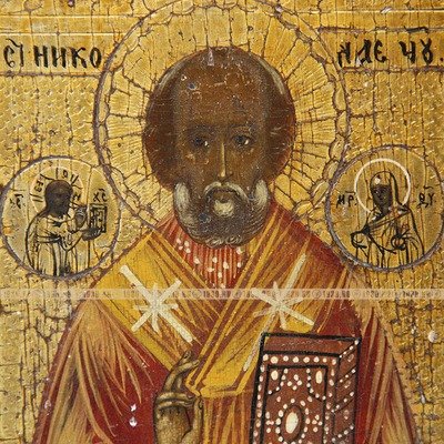 Старинная икона Святителя Николая Чудотворца. Россия XIX век.