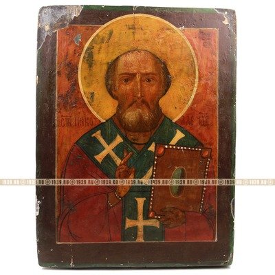 Старинная деревянная икона святого Николая Чудотворца 