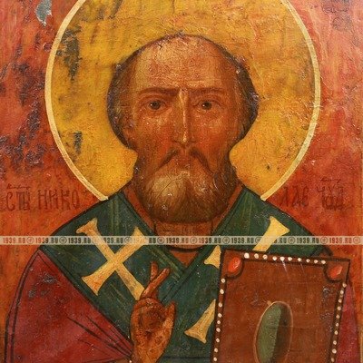 Старинная деревянная икона святого Николая Чудотворца 