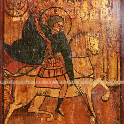 Старинная деревянная икона Чудо Георгия о змие 