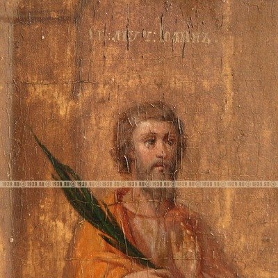 Старинная икона Святой великомученик Иоанн Новый Сочавский, покровитель торговцев и купцов. Россия 1860-1890 год