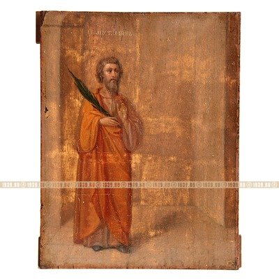 Старинная икона Святой великомученик Иоанн Новый Сочавский, покровитель торговцев и купцов. Россия 1860-1890 год