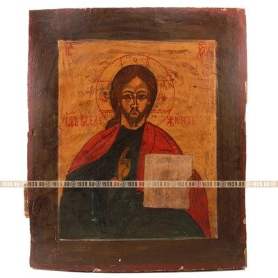 Старинная икона Спас Вседержитель  «Спас Вседержитель Пантократор»  из коллекции М.В. Сурова. Россия, XIX век.