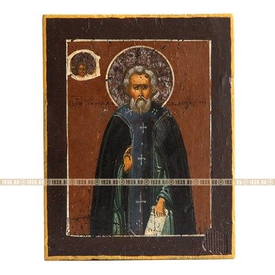 Старинная икона Святой преподобный Кирилл Белозерский. Россия 1860-1890 год