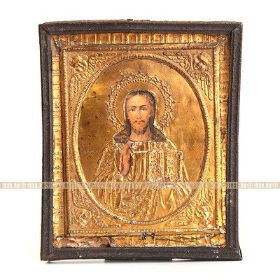 Старинная печатная икона Господь Вседержитель. Россия, рубеж XIX-XX веков.
