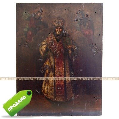 Старинная деревянная икона Святитель Николай Чудотворец 