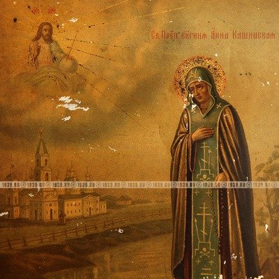 Старинная икона на жести Святая Преподобная княгиня Анна Кашинская. Россия, Москва 