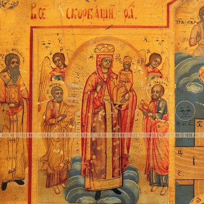 Красивый старинный домашний иконостас-икона Распятие Христово с Богородицей и Николой Угодником. Россия, Новозыбков XIX век.