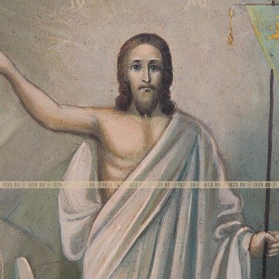 Икона для моряков. Старинная корабельная икона Воскресение Христово и Святой Николай Чудотворец - святой покровитель моряков. Россия рубеж XIX-XX веков.
