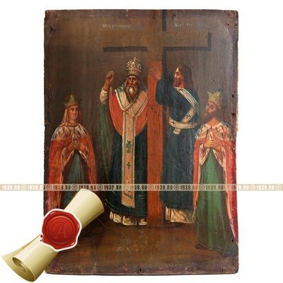 Старинная икона Воздвижение Креста Господня 