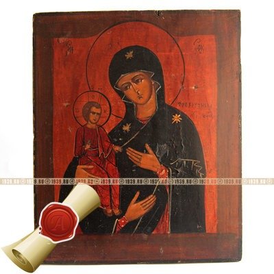 Старинная целительная икона Божией Матери «Троеручица». Россия, Владимирская губерния XIX век.