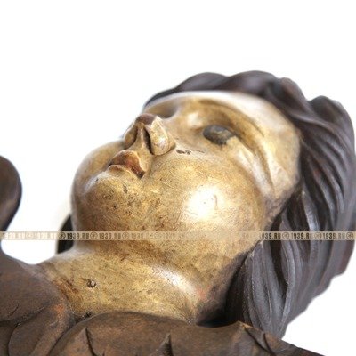 Редкая старинная резная деревянная скульптура Ангела. Россия, Русский Север 1760-1780 год