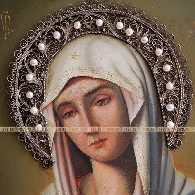 Старинная паломническая икона Богородицы «Умиление» Серафимо-Дивеевская «Радуйся, Невесто Неневестная». Россия 1903 год.