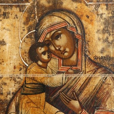 Старинная Феодоровская икона Божией Матери, женская небесная покровительница. Россия XIX век.