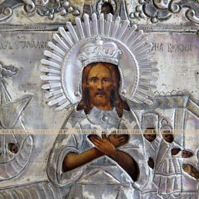 Редкая старинная именная икона святого Алексея Человека Божия со сценами жития. Россия XIX век.