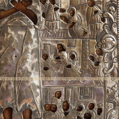 Редкая старинная именная икона святого Алексея Человека Божия со сценами жития. Россия XIX век.