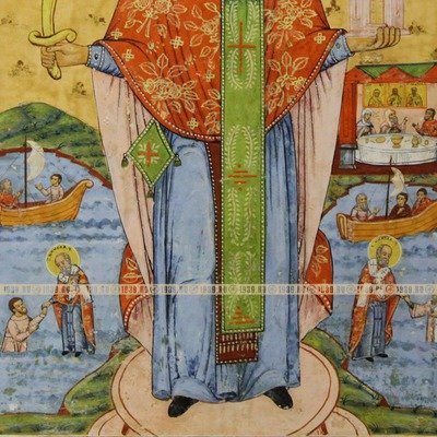 Редкая старообрядческая икона Святитель Николай Можайский с житийными сценами. Россия, Липоване начало XX века.
