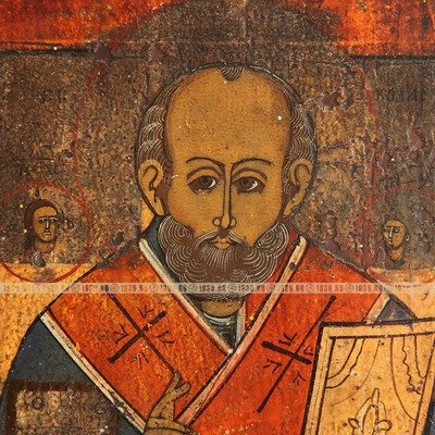 Старинная икона святого Николая Чудотворца или Николы-Угодника. Россия, XIX век.
