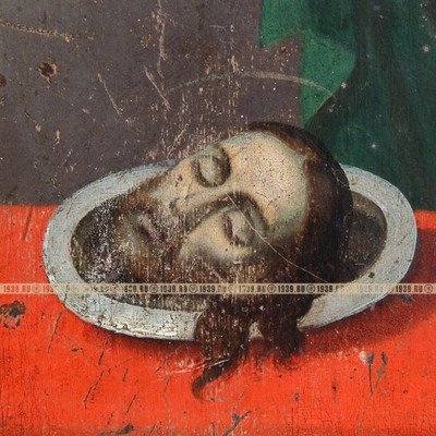 Старинная намоленная икона «Честная Глава Иоанна Предтечи», с целительными свойствами. Россия XIX век.
