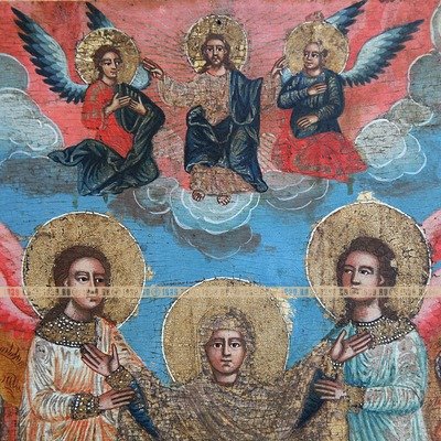 Старинная икона «Вознесение Господне», музейного уровня. Русский север XVIII век.