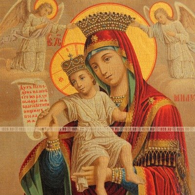Старинная афонская икона Пресвятой Богородицы «Достойно есть». Афон, Русский Свято-Пантелеимонов монастырь XIX век.