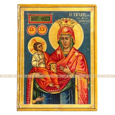 Уникальная подписная монастырская икона «Белобережская Богоматерь Троеручица Хиландарская». Греция, Афон 1863 год.