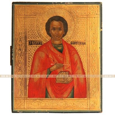 Старинная икона Святой Пантелеймон Целитель. Россия XIX век.
