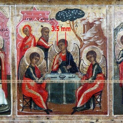 Старинная икона Двенадцать Великих праздников Господних или «Икона Всех Праздников». Россия, Палех XIX век.