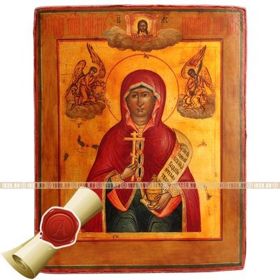 Старинная икона Святая мученица Параскева Пятница «бабья заступница и покровительница торговли». Россия XIX век.