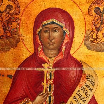 Старинная икона Святая мученица Параскева Пятница «бабья заступница и покровительница торговли». Россия XIX век.