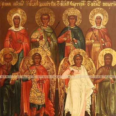 Старинная семейная икона «Собор святых Покровителей». Россия, Москва XIX век.