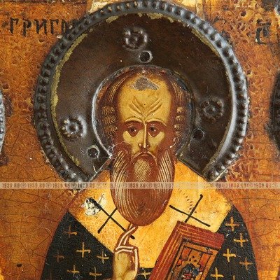 Старинная икона Три Вселенских Святителя и учителя, 