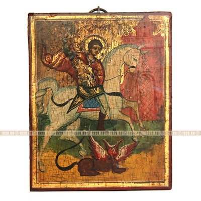 Старинная икона Святой великомученик Георгий Победоносец. Россия начало XX века.