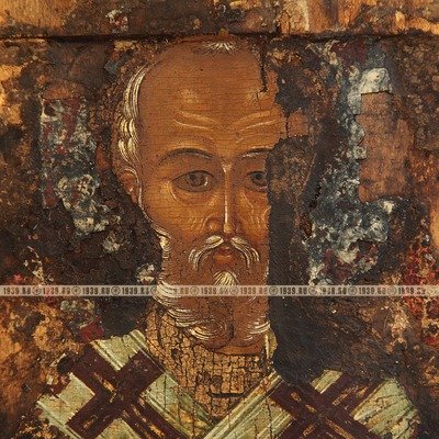 Древняя коллекционная икона «Святитель Николай Чудотворец». Россия XVII век.