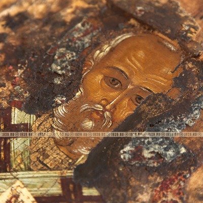 Древняя коллекционная икона «Святитель Николай Чудотворец». Россия XVII век.