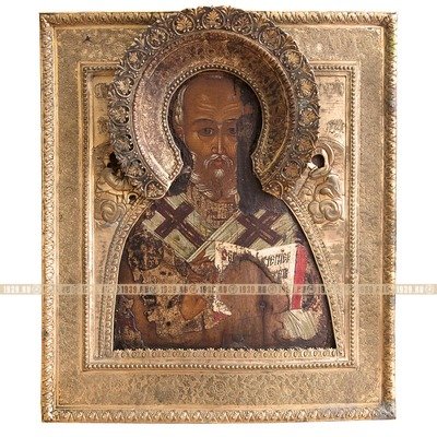 Древняя коллекционная икона «Святитель Николай Чудотворец». Россия XVII век.