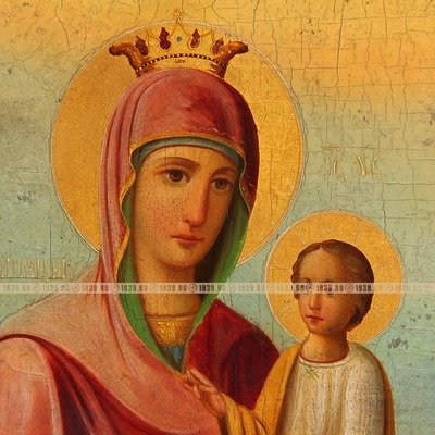 Старинная афонская икона Божией Матери Скоропослушница. Афон 1890 год.