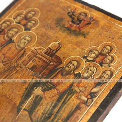 Старинная православная икона «Собор 12 Апостолов Христовых». Святая Земля, Иерусалим XIX век.