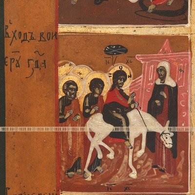 Старинная деревянная икона Двенадцать Великих праздников Господних или 