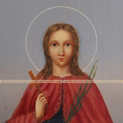 Старинная икона Агафия (Агата) Палермская Святая мученица Сицилийская. Россия 1860-1880 год