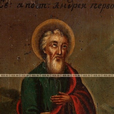 Редкая старинная икона Святой Апостол Андрей Первозванный, в киоте. Россия XIX Век.