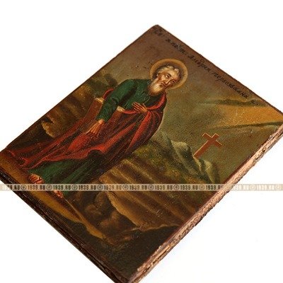 Редкая старинная икона Святой Апостол Андрей Первозванный, в киоте. Россия XIX Век.