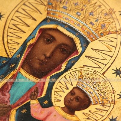 Старинная намоленная Ченстоховская икона Божией Матери или Черная Мадонна. Россия, Ясногорский монастырь XIX век.