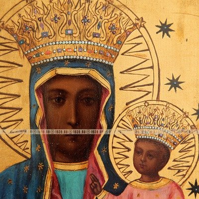 Старинная намоленная Ченстоховская икона Божией Матери или Черная Мадонна. Россия, Ясногорский монастырь XIX век.