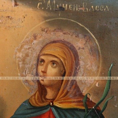 Старинная икона Святая Мученица Васса Алонская, целительница и покровительница. Россия 1860-1890 год