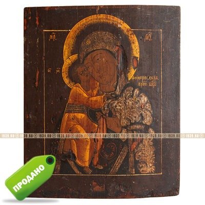 Старинная икона Феодоровской Пресвятой Богородицы, женская небесная покровительница. Россия XIX век.